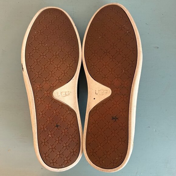 Ugg Women's Adley Perforated Slip-On Sneaker Size 8 Suede Black and Tan Preppy - Picture 8 of 11